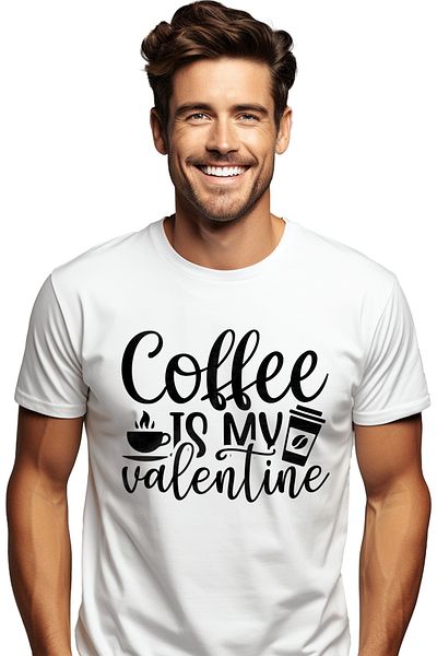 StoryGift Romania Men's T-shirt for Coffee Lovers with the English Text "Coffee Is My Valentine" with Stg