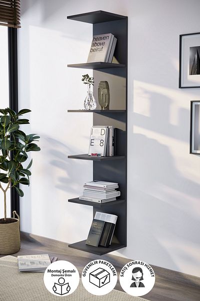 Bofigo Wall Mounted Bookcase Wall Shelf Anthracite