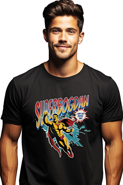 StoryGift Romania Tricou Barbati Super Bogdan, Supererou Sunt Aici Pentru Tin...