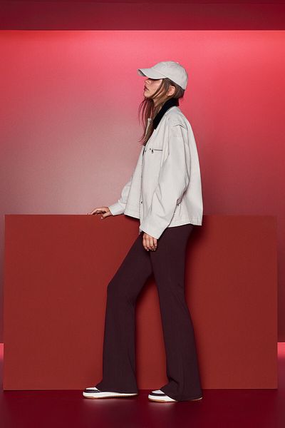 Bershka Ribbed Waist Spanish Leg Pants