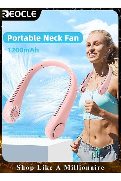 REOCLE Neck Fan Hands Free Bladeless 360° Cooling Personal Fan for Outdoor Sports Home Office Travel