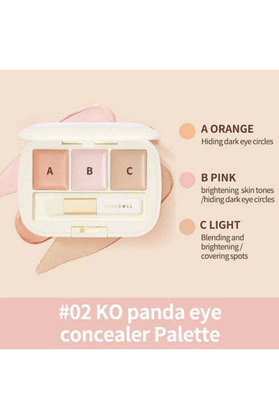 JUDYDOLL Concealer makeup palette with three shades, Judydoll #02 KO Panda eye