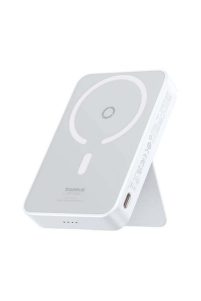 Baseus External Battery, Baseus, Magnetic, USB-C, 5000mAh, 20W, Cable Type-C, 3A, 30cm, Magnetic, White
