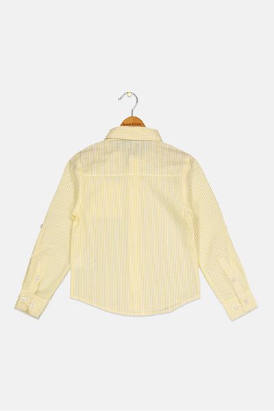 Dkny Toddlers Boy Pointed Collar Long Sleeve Stripe Top, Yellow