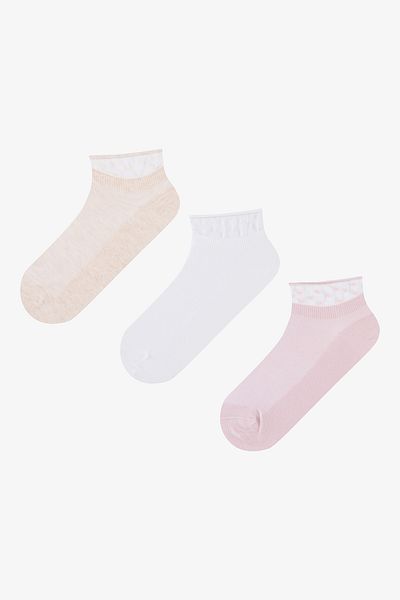 Penti Опаковка от 3 розови бели чорапи Tulle Point
