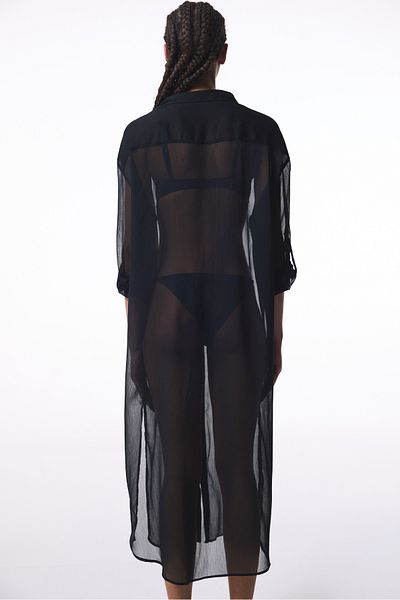 Penti Black Iyos Chiffon Long Sleeve Maxi Shirt