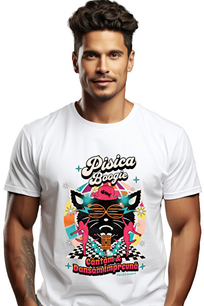 StoryGift Romania Tricou Barbati Pisica Boogie Cantam Si Dansam Impreuna Ring...