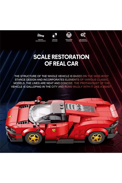 AMAZINGBLOKS 306pcs With Box Super Sport Car Building Blocks City Speed Champion Vehicle Diecasts Metal Car Model