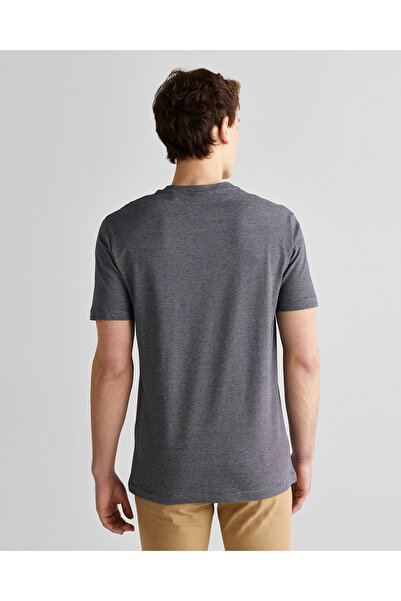 Gant Erkek Lacivert Regular Fit Bisiklet Yaka Çizgili T-Shirt
