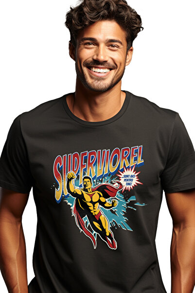 StoryGift Romania Tricou Barbati Super Viorel, Supererou Sunt Aici Pentru Tin...