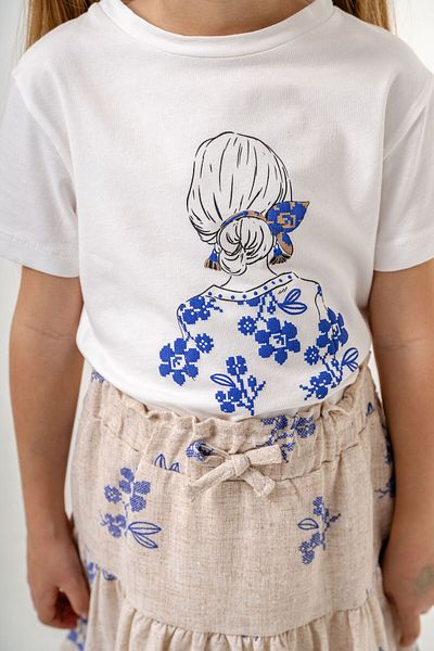 Harika KIDS Girl's Cotton T-Shirt Linen Skirt Summer Suit 6-9 Years