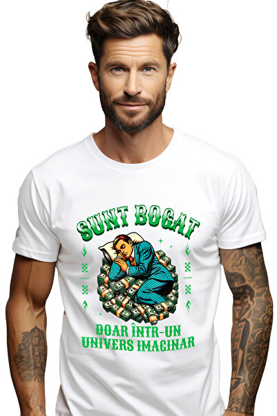 StoryGift Romania Tricou Barbati Barbat Doarme Pe Teanc De Bancnote Text Sunt...