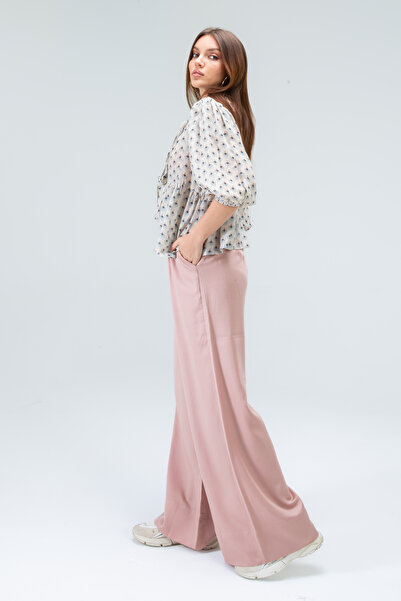 Tt Line Women's Palazzo Pants Viscon Pants Powder Pink Pants Loose Cut Pants