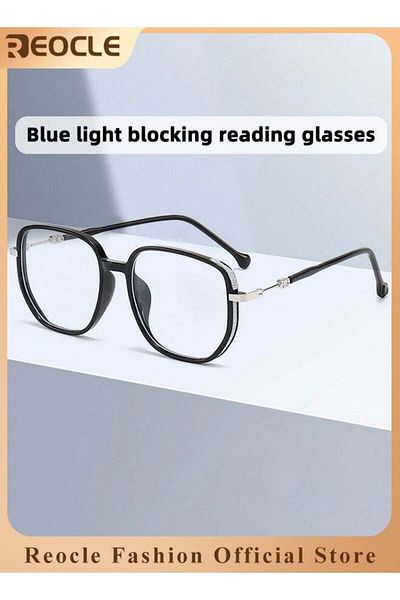 REOCLE Women's Progressive Multifocus Reading Glasses Spring Hinge Blue Light Blocking Glasses ＋1.0x