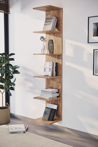 Bofigo Wall Mounted Bookcase Wall Shelf Pine