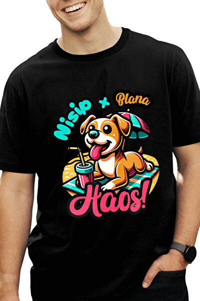 StoryGift Romania Tricou Barbati Caine Pe Plaja, Nisip Blana=haos Animal De C...