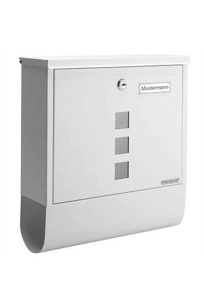 Deuba Mailbox, stainless steel, 2 keys, protective flap, nameplate holder, white