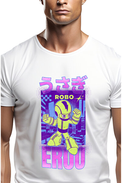 StoryGift Romania Tricou Barbati Robo Erou Joc Video Desene Animate Copii Cu Imprimeu Pe Fata, 100% Bumbac, Stg