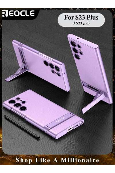 REOCLE غلاف هاتف محمول مع حامل من الجلد العادي فائق النحافة ومضاد للسقوط لهات...