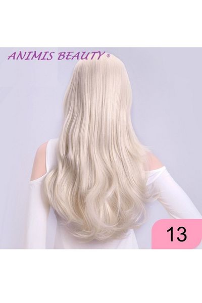 animis beauty Light Blonde braided half wig, synthetic fiber with natural look, long wavy hair, 60 cm