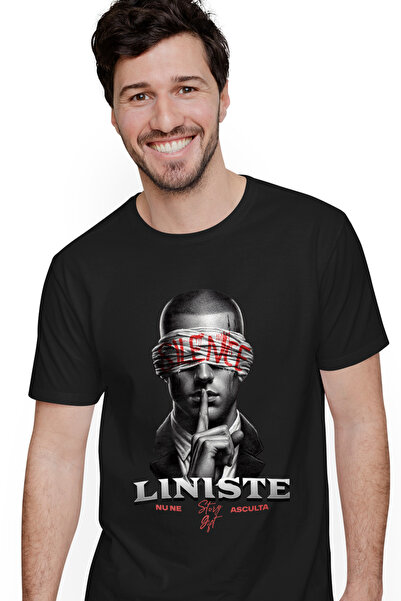 StoryGift Romania Tricou Barbati Om Cu Degetul La Gura Liniste Opinie Publica...