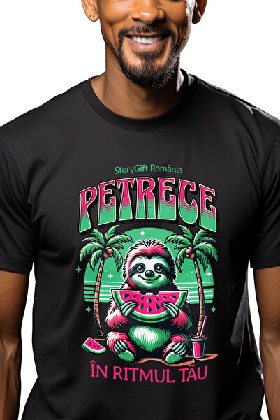 StoryGift Romania Tricou Barbati Petrece În Ritmul Tau Animal Cu Pepene Relax...