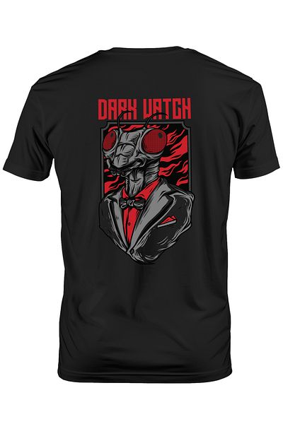 StoryGift Romania Tricou Barbati Cu Insecta Musca In Costum Cu Papion, Text In Engleza Dark Watch, Ilustrati Stg
