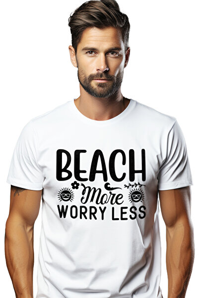 StoryGift Romania Tricou Barbati Cu Mesaj In Limba Engleza "beach More, Worry...