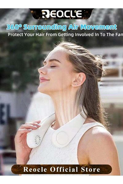 REOCLE Neck Fan Hands Free Bladeless 360° Cooling Personal Fan for Outdoor Sports Home Office Travel