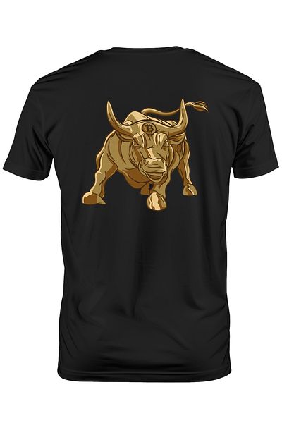 StoryGift Romania Men's T-Shirt With Bull With Golden Horns, Bitcoin Symbol On Forehead, Investments, Crypto, Love