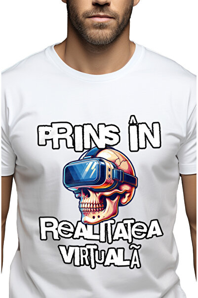 StoryGift Romania Tricou Barbati Craniu Uman Cu Ochelari Vr Lume Virtuala Cu ...