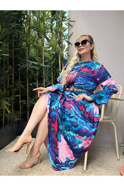 MODA ROCHIE MARE DE VISCOSA SPANIOALA CU MANUSI CU BUTON LA GOLIER