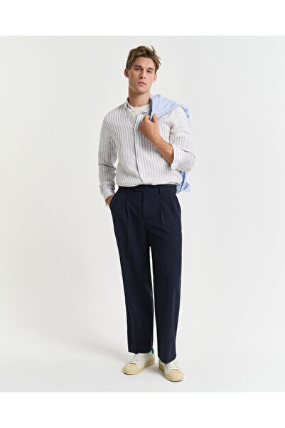 Gant Erkek Beyaz Regular Fit Düğmeli Yaka Çizgili Gömlek