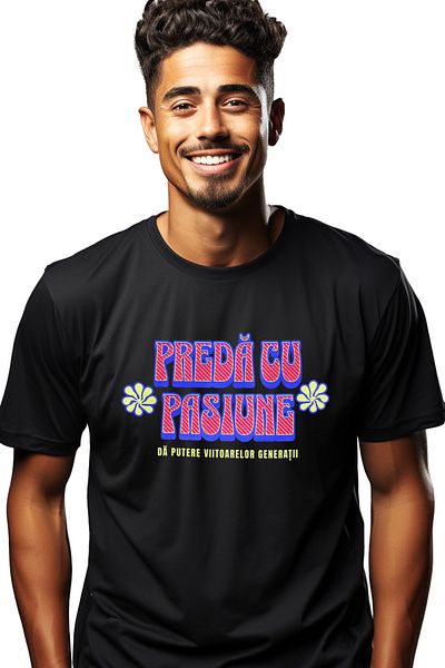 StoryGift Romania Men's T-Shirt Teach With Passion For The Next Generations Children With Print On The Front, 10 Stg