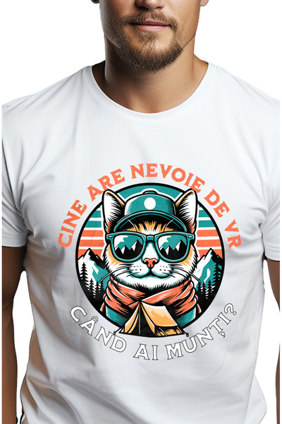 StoryGift Romania Tricou Barbati Pisica La Munte Cine Are Nevoie De Vr Cand A...