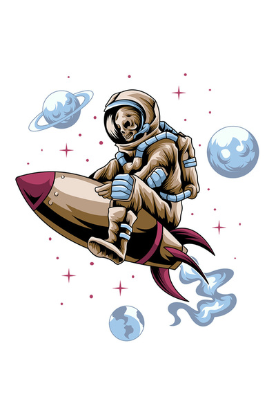 StoryGift Romania Sticker Eticheta 50CM Cu Astronaut, Racheta, Schelet, Planete, Stele, Sci Fi, cu Margini Albe