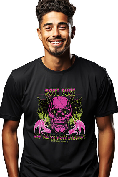 StoryGift Romania Tricou Barbati Poti Fugi Dar Nu Te Poti Ascunde Craniu Lupi...