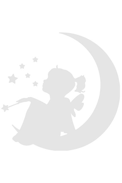 StoryGift Romania Sticker Adeziv 20CM Exterior cu o fetita zana - sta pe semiluna stelute bagheta , Vinyl Alb, 20 cm