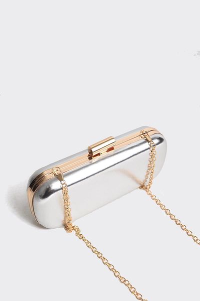 Berlesi Βραδινή τσάντα Clutch με Ασημί Μεταλλικό Χρυσό Κάλυμμα