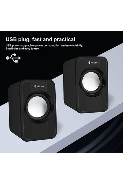 Kisonli S-444 Multimedia 2.0 Usb Powered Mini Speaker Suitable For Laptop & Desktop – Black