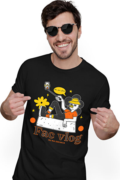 StoryGift Romania Tricou Barbati Rata Facand Vlog, Selfie, Nu Ma Deranja Cu I...