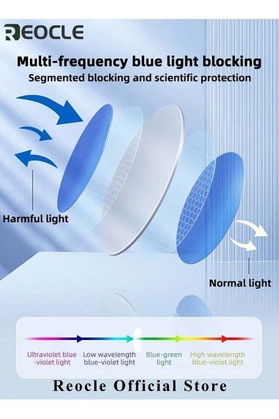 REOCLE Women's Progressive Multifocus Reading Glasses Spring Hinge Blue Light Blocking Glasses ＋1.0x