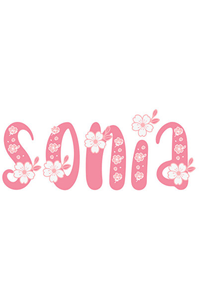 StoryGift Romania Sticker Adeziv 90CM Cu Numele Sonia, Flori, Colorat, Roz, D...