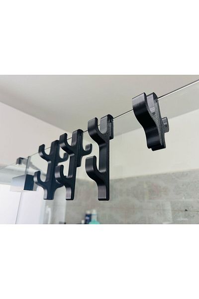 OEM Carlig pentru Cabine de Dus – Suport Umeras, Accesorii Baie, Model Dublu EXT, Negru