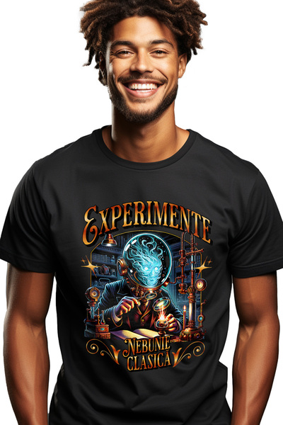 StoryGift Romania Tricou Barbati Om De Stiinta Experimente. Nebunie Clasică C...