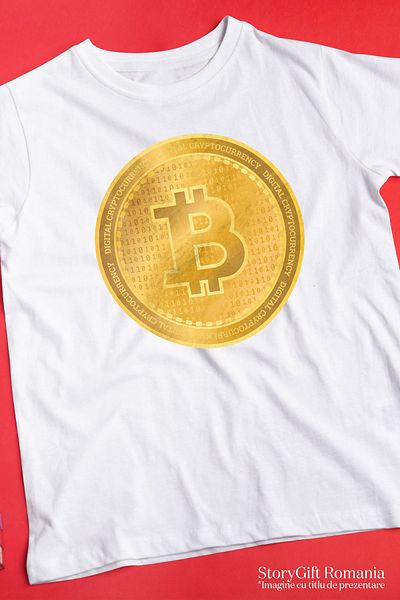 StoryGift Romania Men's T-Shirt With Bitcoin Symbol, Gold Coin, Virtual Coins, Investment Lovers Stg