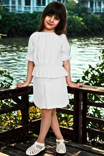 Parla Kids Girl's Alina Madonna White Skirt Blouse Set