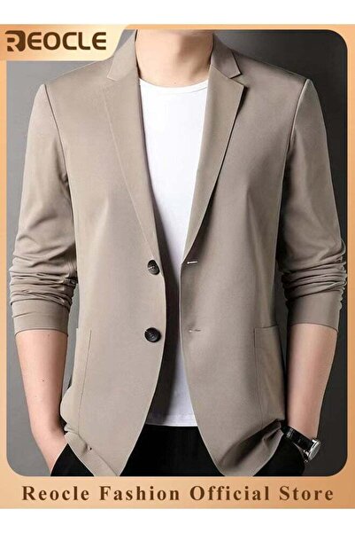 REOCLE Men's Casual Knit Blazer Long-Sleeve Classic-fit Blazer 3XL
