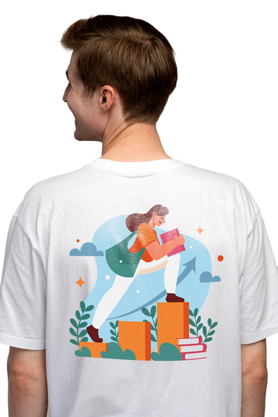 StoryGift Romania Tricou Barbati Cu Fata, Carti, Nori, Stele, Educatie, Geant...