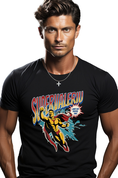 StoryGift Romania Tricou Barbati Super Valeriu, Supererou Sunt Aici Pentru Ti...